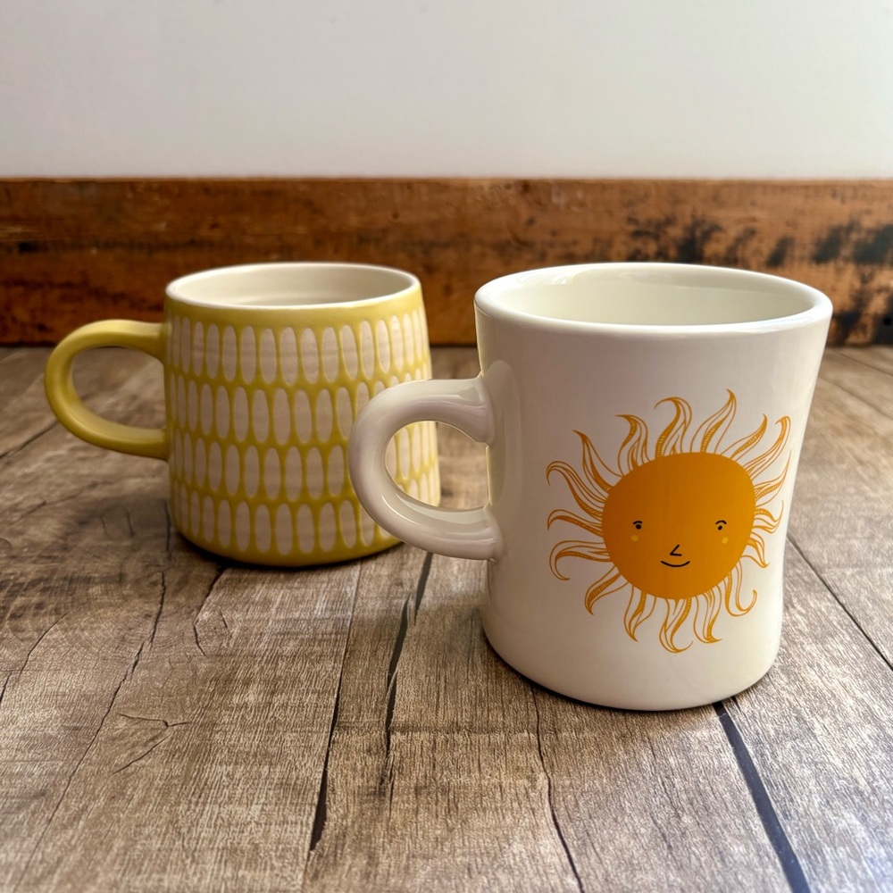 Danica—Good Morning Sunshine and Ochre Imprint Ceramic Mugs, Set of 2